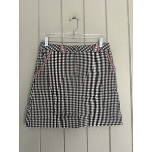 Golfino Vichy Skort Skirt 6 Golf Tennis Black White Plaid Cotton Short Length